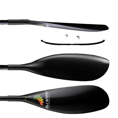 China ZJ Unisex Lightweight Carbon Fiber 2-Pieces Full Wing Kayak Paddle For SurfSki With Round Shaft And Optional Adjuster for sale