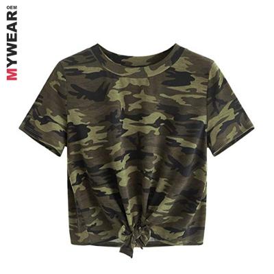 China Camouflage Anti-Shrink T-Shirt For Women Crop Top Wholesale OEM Custom Design for sale