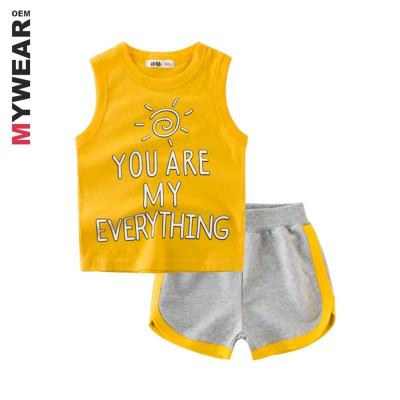 China BY-T9735 casual set clothes for kids cotton summer custom design clothes boy set wholesale for sale