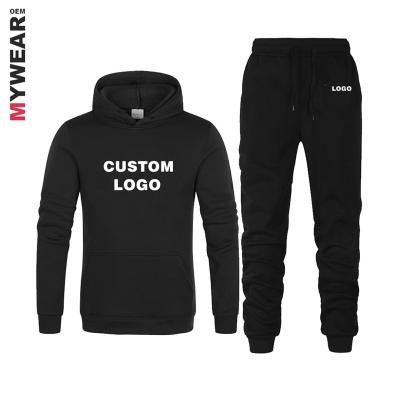 China Custom logo men anti-shrink hoodies set design oem wholesale customized design oem men's printing down hoody tracksuit for sale