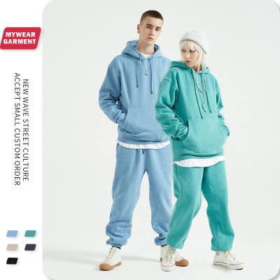 China Anti-wrinkle men's hoodie set oversized hoodie and pullover pant tracksuit in stock or custom OEM design for sale