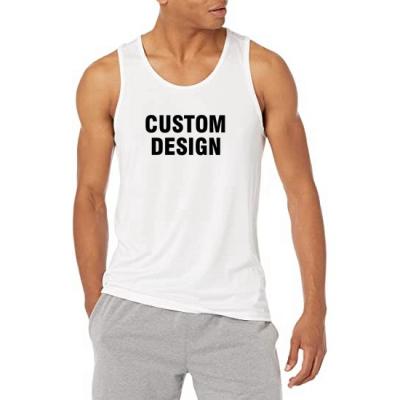 China Sporty custom white tank tops for men casual or sport gym wear cotton polyester printed design for sale