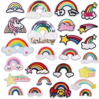 China Sustainable Summer Recommend Rainbow Patches Girl's Lovely Sequin Patch For Clothing Embroidery Patches for sale