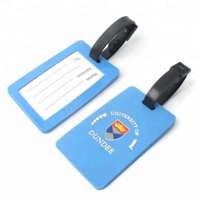 China OEM Viable Waterproof Custom 3D Name PVC Soft Logo PVC Travel Luggage Rubber Tags With Plastic Buckle for sale