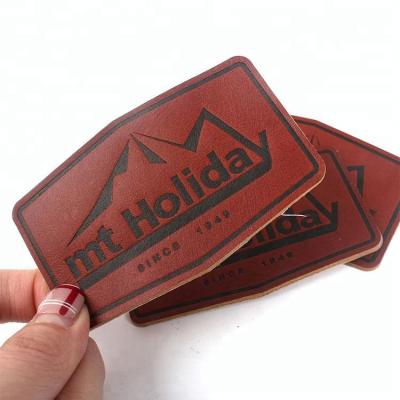 China Viable OEM Brands Factory Custom Heat Press Name Logo Genuine Leather Jacket Clothes Patches Iron On for sale