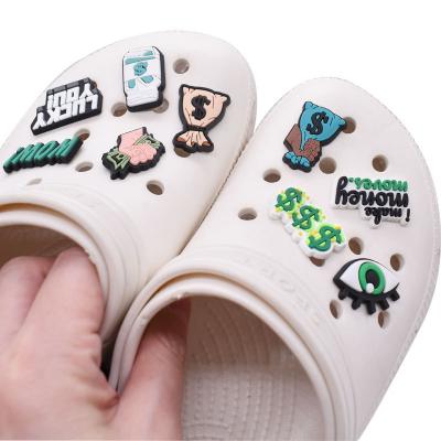 China Hot Shoe Charm Summer Saling PVC Shoe Decorations Be Rich Luxury Charms The Dollar Shoe Charms For Rubber Sandal for sale