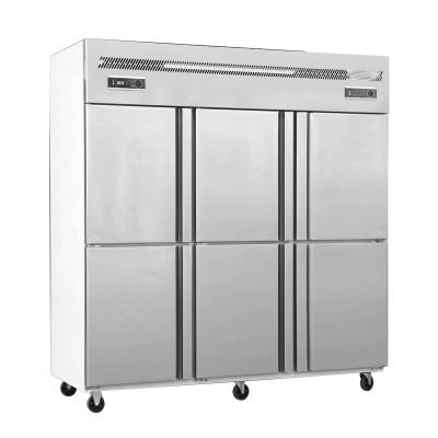 China Factory direct sales of single-temperature six-door stainless steel commercial refrigerator full-fresh commercial cooler single-temperature for sale