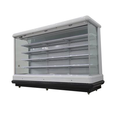 China Supermarket Multideck Showcase Customized Vertical Air Curtain Cabinet Freezer For Supermarket Fresh Goods Display for sale