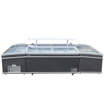 China Shopping Mall Supermarket Ice Cream Display Freezer Door Horizontal Glass Island Freezer For Ice Cream Showcase /island Freezer for sale