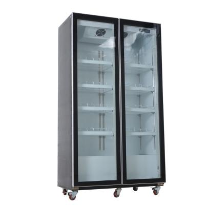 China Single-Temperature Double Door Commercial Upright Glass Beer Cooler For Freezer Display Fridge Showcase Congelador for sale