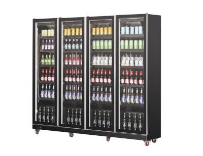 China Newest Single-temperature Commercial 4 Doors Black Color Cold Drink Fridge Beer Fridge Freezer Display Fridge for sale