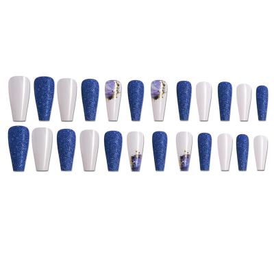 China Meaterial Artificial Finger Nail Tips Full Cover Eco-friendly Press On False Nail Tips LONG COFFIN for sale