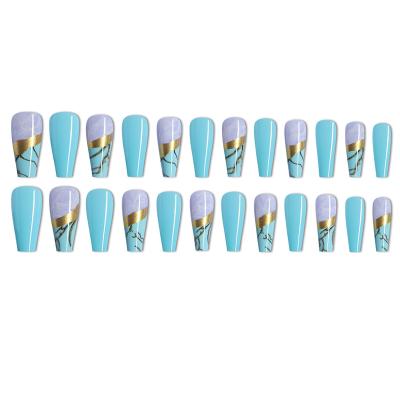 China Meaterial Artificial Finger Nail Tips Full Coverage Eco - Friendly Press On Fake Nail Tips Pre - Designed Nails for sale