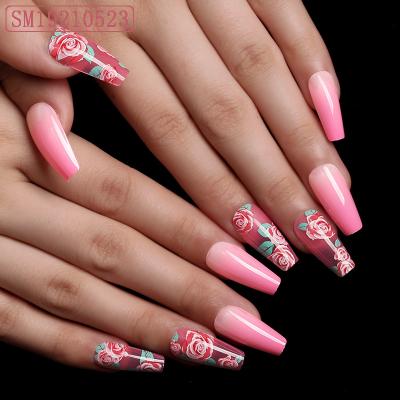 China Meaterial Eco-Friendly Wholesale Press On Nails ABS Pre-designed Full Color Fake Press On Nail Tips Design Nails for sale