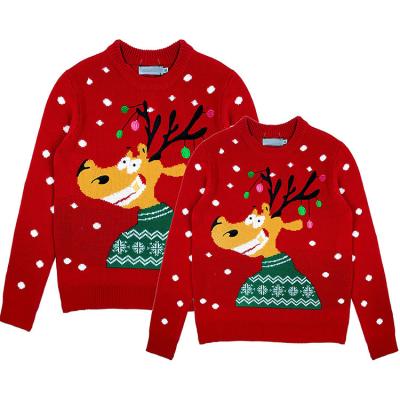 China Wholesale Anti-wrinkle autumn winter women girl deer jacquard knit pullover top warm lazy Christmas sweater loose ugly sweaters for sale