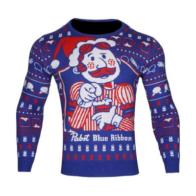 China 2022 Wholesale Anti-Wrinkle Mens Christmas Clown Knit Pullover Bottom Crew Neck Long Sleeves Jacquard Ugly Christmas Sweater for sale