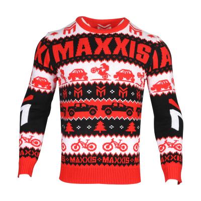 China Anti-Wrinkle Bottom 2022 Wholesale Mens Christmas Tree Sweater Knit Crewneck Long Sleeve Jacquard Ugly Christmas Sweater for sale