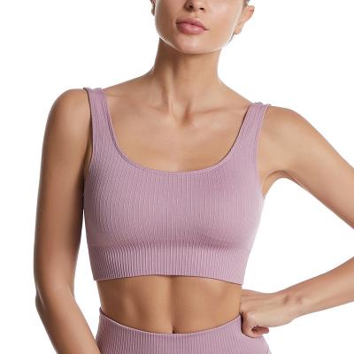 China QUICK DRY Women's Yoga Bras Shockproof No Steel Rings Gathering Fitness Ties Off Nice Deep Back U Yoga Casual Sportswear for sale