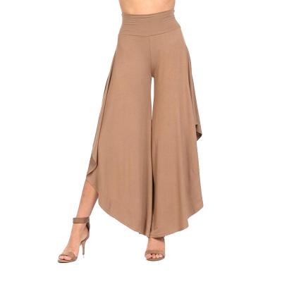 China Anti-Wrinkle Women's Wide Leg Trousers Cropped Comfortable Irregular Pants Loose Mid Waist Leisure Elastic Pants for sale