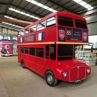 China Metal diecast bus model made in high-quanlity vegetable processing factory handwork double decker bus factory with lights and sound for sale