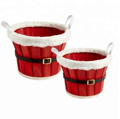 China Eco-Friendly Wooden Christmas Split Bushel Basket With Handle for sale