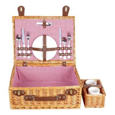 China Sustainable multiplayer picnic basket, with handle, Christmas party tableware and food storage container insulated with liner for sale