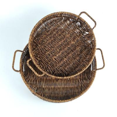 China Viable Round Tray With Handles, Rattan Set of 2 for sale