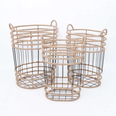 China With Handle Metal Wire Bathroom Baskets Laundry Basket With Edge Of Vegetable Plankton for sale