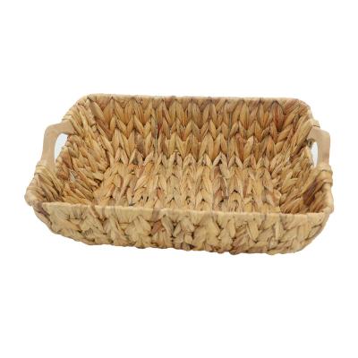 China Vellum Sustainable Basket Wholesale Water Hyacinth Square Fruit Basket for sale