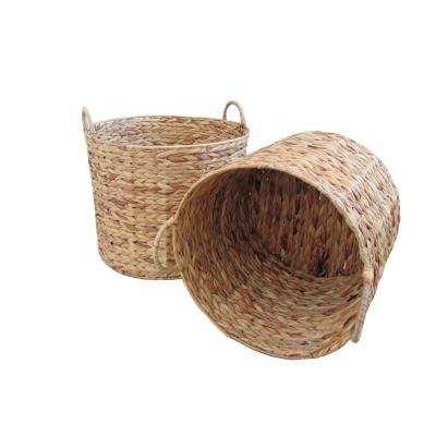 China European Christmas Hot Sales Water Hyacinth Round Storage Basket for sale