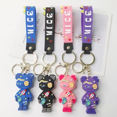 China New Design Cute Silicone Keychain Metal Building Blocks Custom Wholesale Eco-friendly PVC Keychain Support Key Chain for sale