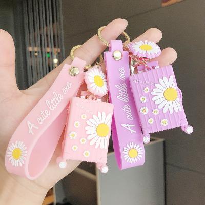 China Eco-Friendly Wholesale Sunflower Backpack Accessories Factory Cute Daisy Luggage Keychains Key Chain for sale