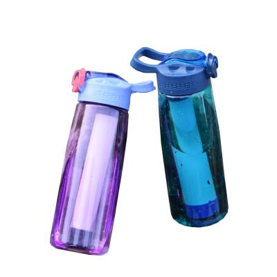 China Wholesale Custom Logo 650ml Tritan Plastic Portable Sports Carbon Filter Stocked Outdoor Alkaline Recycling Water Bottles for sale