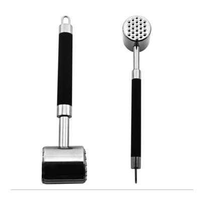 China Custom Viable Logo Wholesale Kitchen Double Sided 304 Stainless Steel Meat Mallet Hammer Meat Tenderizer for sale