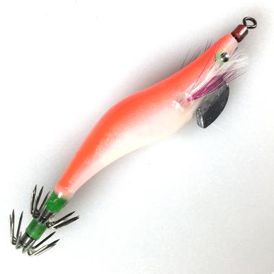 China Outer Round 140mm/21g High Quality Belly Activity Fishing Shrimp Glow-I Wood Fishing Lures Jig Hook Wooden Shrimp Jigging Artificial Hinomya for sale