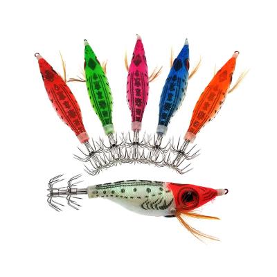 China Luminous Jigging Lure 9g Squid Hook 10cm With Hook Wood Shrimp Lure Cuttlefish Sinking Bionic Hooks Big Eyes Jigging Lure for sale