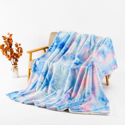 China PORTABLE hot sale tie-dye sofa winter thick air conditioning bed warm sherpa blanket for sale