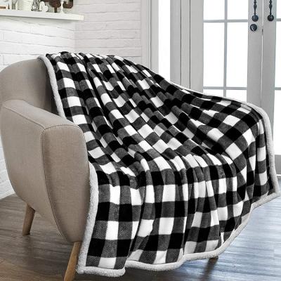 China PORTABLE Super Cozy Plaid Fleece Throw Blanket Hot Sale Sherpa Wool Blanket for sale