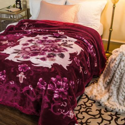 China PORTABLE China Manufacturer 200*230cm Reliable Purple Red Warm Thick Raschel Blanket For Winter for sale