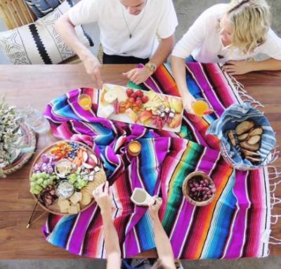 China Mexican Serape Style Anti-pilling Holiday Striped Portable Beach Blanket Cheap Custom Made Bulk Travel for sale