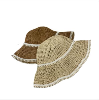 China Newest Princess Panama Hat Women Straw Striped Straw With Crystals Dish Summer Pearl Brim for sale