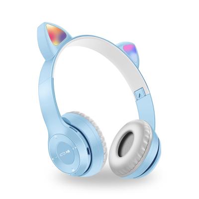 China Earphone New LED Cat Ears BT Stereo High Fidelity Foldable Wireless Headset From Factory For FM+wireless+wired+TF OEM Wholesale Customization for sale