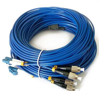 China Custom FTTH FTTX 2 Core Armored Fiber Optic Patch Cord Length 100m With FC/UPC-LC/UPC Connectors for sale