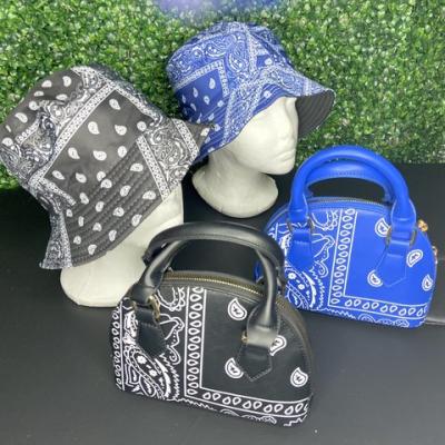 China Designer Custom Bucket Hats Women Purse Set 3pcs/set Bandana Purse Purse and Hat Set Purses for Women Purses and Hats Sets for sale