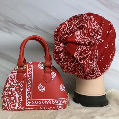 China New Arrival Ladies Bandana Bag Hat and Purse Sets Purse and Hat Sets Fashion Flower Pattern Handbags for Women Luxury Purse and Hat Sets for sale