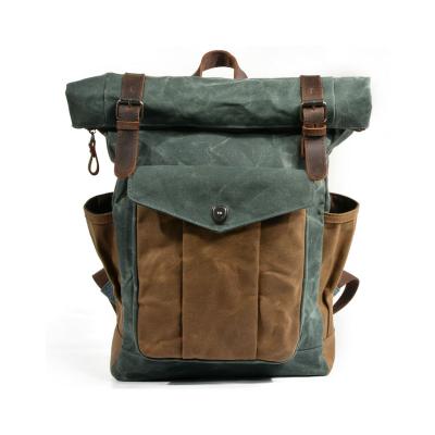 China Wholesale Custom 2019 New Men's Outdoor Travel Wax Oil Bag Large Capacity Waterproof Casual Canvas Waterproof Backpack Nice Multifunctional for sale