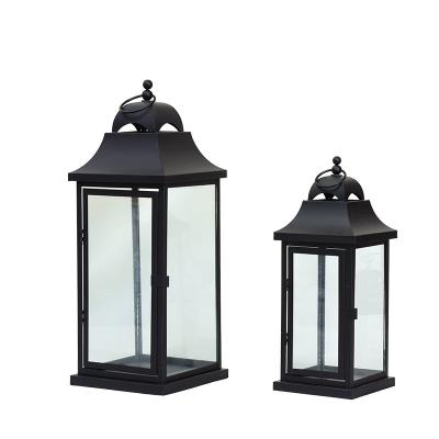 China Vintage Best Selling Outdoor Decoration Hanging Black Antique Metal Candle Lantern for sale