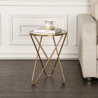 China Removable Luxury Faux Marble Top Round Coffee Table for Home, with Gold Metal Foot for sale