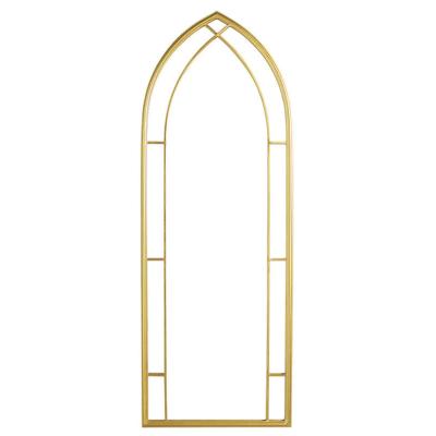 China Modern Home Decoration Golden Metal Frame Arched Full Length Floor Dressing Mirror for sale