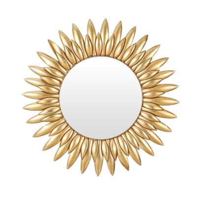 China Modern Home Decor Large Round Sunburst Metal Wall Accent Gold Mirror for Entryway for sale